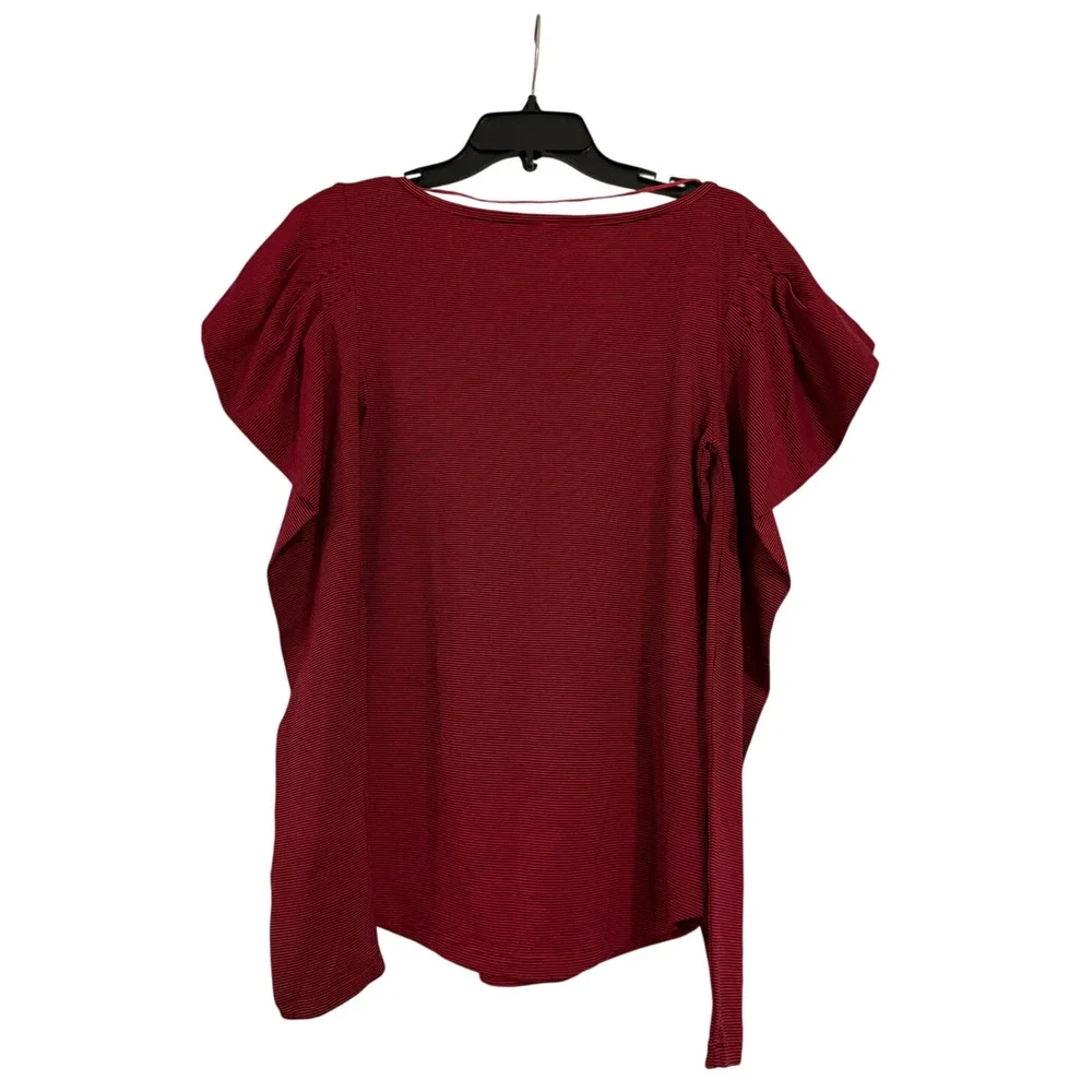 Free People Burgundy Ribbed Long Sleeve Top Size Large
